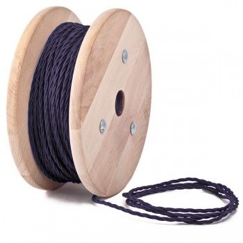 Kábel dvojžilový skrútený v podobe textilnej šnúry v tmavo fialovej farbe, umelý hodváb, 2 x 0.75mm, 1 meter – Obrázok 3