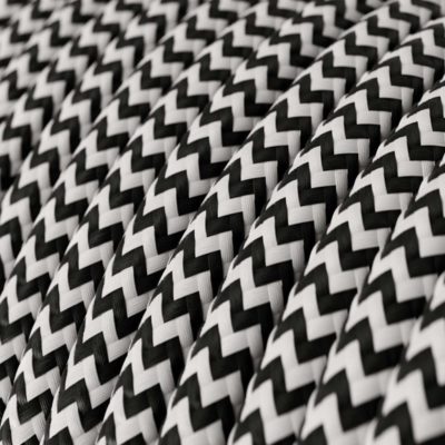 Kábel dvojžilový v podobe textilnej šnúry so vzorom Black:White, 2 x 0.75mm, 1 meter.