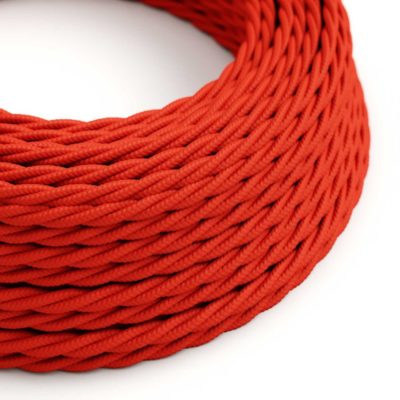 Kábel trojžilový skrútený v podobe textilnej šnúry v červenej farbe, 3 x 0.75mm, 1 meter