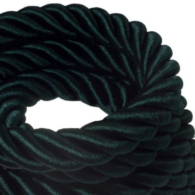 Elektrický trojžilový kábel v tvare lana, Ø 30MM, lesklá textília, 1 meter, tmavo zelený