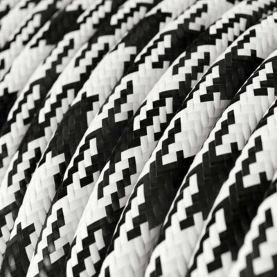 Kábel dvojžilový v podobe textilnej šnúry so vzorom, Bianco:Nero, 2 x 0.75mm, 1 meter-
