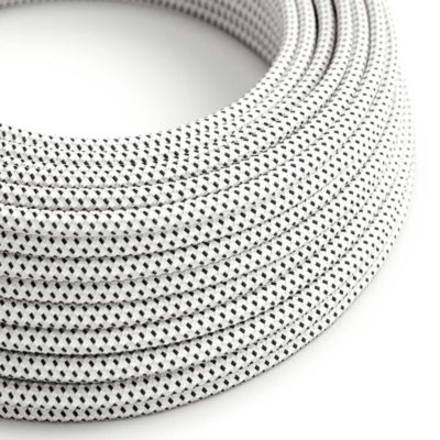 Kábel dvojžilový v podobe textilnej šnúry so vzorom, Bianco/Nero, 2 x 0.75mm, 1 meter