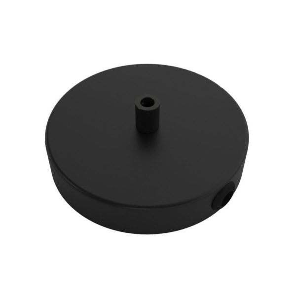 Stropná rozeta pre 1 svietidlo a 2 bočnými otvormi, 12cm, kov, čierna farba (4)