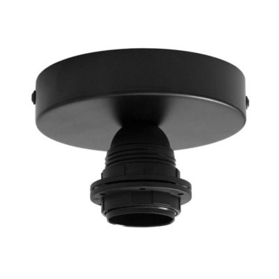 Kovové svietidlo na stenu alebo strop, možnosť pripojenia tienidla, čierna farba (2)