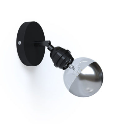 Kovové prispôsobiteľné svietidlo na stenu alebo strop, možnosť pripojenia tienidla, čierna farba