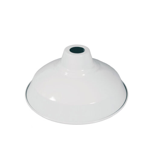 Moderné kovové tienidlo v lesklej bielej farbe s bielym vnútrom, priemer 30cm - Image 2