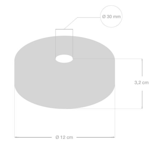 Drevená stropná rozeta pre káble v tvare lana s priemerom Ø 30mm, čierna farba - Image 4
