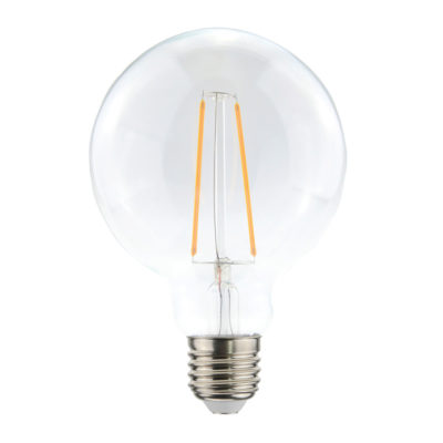 Priehľadná LED žiarovka – G95, 4W, E27, 400lm, Teplá biela | Daylight Italia