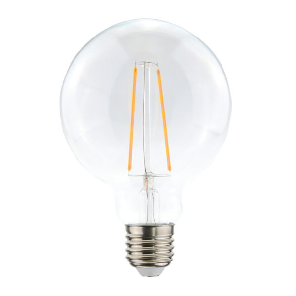 Priehľadná LED žiarovka – G95, 4W, E27, 400lm, Teplá biela | Daylight Italia