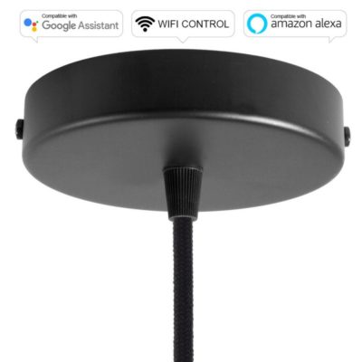 SMART WIFI Stropná rozeta kompatibilná s hlasovými asistentmi Google Home a Amazon Alexa, čierna