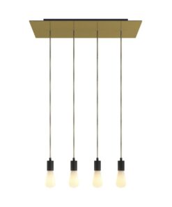 4-svetelné závesné svietidlo so 675 mm obdĺžnikovou rozetou SATIN BRASS / BLACK