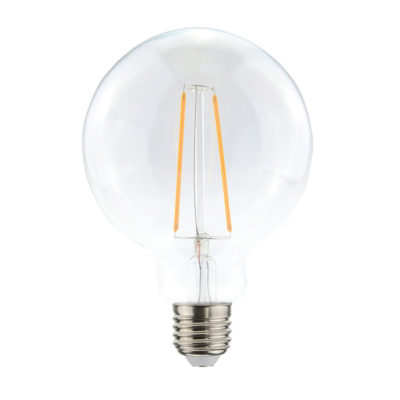 Priehľadná LED žiarovka - G125, 4W, E27, 400lm, Teplá biela | Daylight Italia