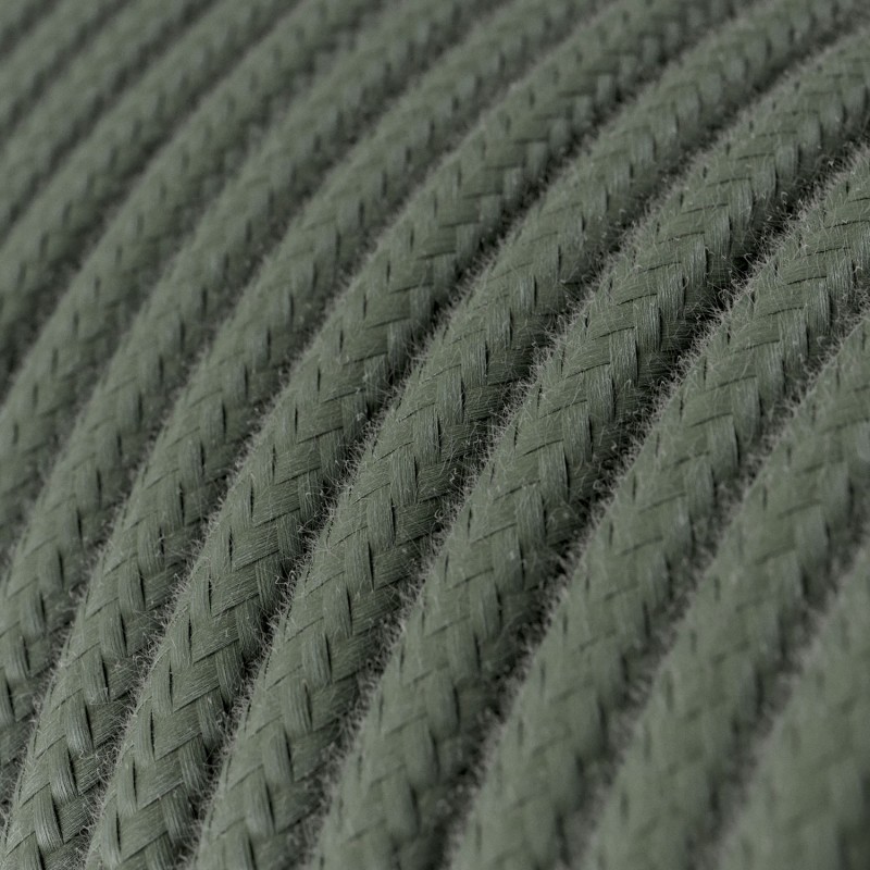 Elektrický kábel dvojžilový potiahnutý bavlnou v zeleno sivej farbe, 2 x 0.75mm, 1 meter.