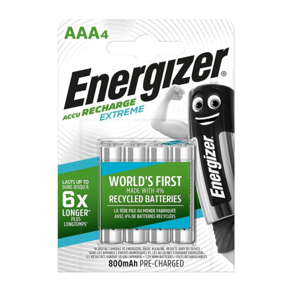 Energizer nabíjateľné batérie Extreme mikrotužkové AAA, HR03, FSB4, 800 mAh