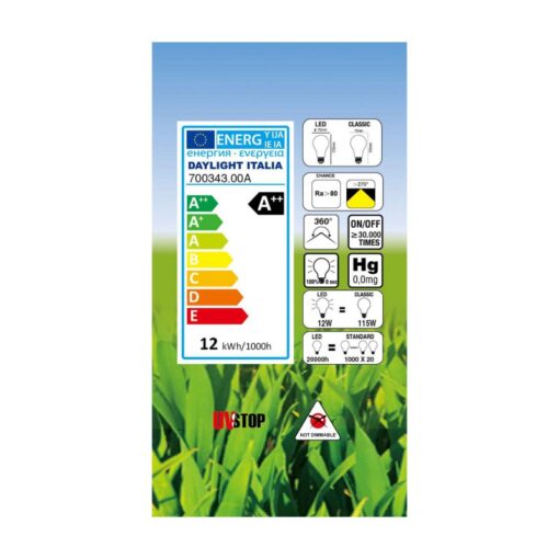 LED žiarovka s mliečnym sklom GOCCIA - E27, 12W, 1800lm, Denná biela | Daylight Italia - Image 2
