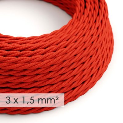 Kábel so širokým priemerom 3x1,50 skrútený v červenej farbe