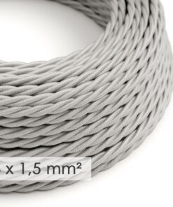 Kábel so širokým priemerom 3x1,50 skrútený v striebornej farbe, umelý hodváb, 1 meter