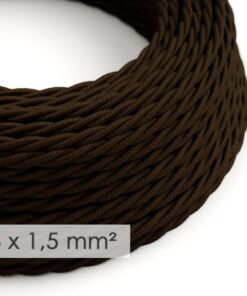 Kábel so širokým priemerom 3x1,50 skrútený v tmavo hnedej farbe, umelý hodváb, 1 meter