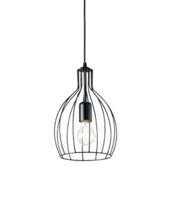 Závesné kovové svietidlo s klietkou AMPOLLA-2 SP1 v čiernej farbe | Ideal Lux