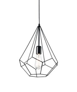 Závesné kovové svietidlo s klietkou AMPOLLA-3 SP1 v čiernej farbe | Ideal Lux