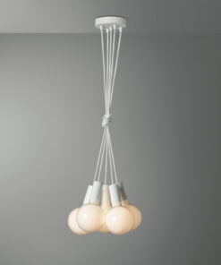 Závesné svietidlo VENEZIA s piatimi päticami v bielej farbe s mliečnymi žiarovkami G125