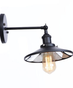 Zrkadlová Vintage nástenná lampa v čiernej farbe