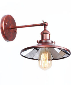 Zrkadlová Vintage nástenná lampa v staro medenej farbe