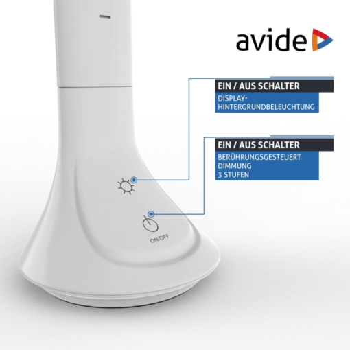 LED Stolová lampa s displejom (kalendár, dátum, čas, teplota), 5W, 320lm, čierna | Avide - Image 7
