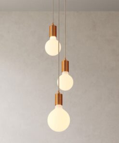 Alternative view of 3-svetelné závesné svietidlo so 120 mm okrúhlou rozetou v brúsenej medenej farbe