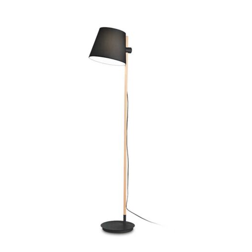 Drevená podlahová lampa AXEL PT1 s čiernym látkovým tienidlom | Ideal Lux