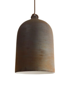 Urbanistické závesné svietidlo s keramickým tienidlom Bell XL v hrdzavej farbe