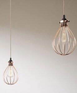 Alternative view of Závesné svietidlo pavúk s 3 retro tienidlami v medenej farbe