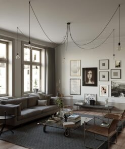 Alternative view of Závesné svietidlo pavúk s 5 päticami v čiernej farbe