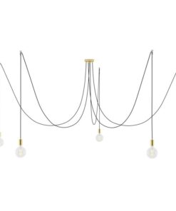 Závesné svietidlo pavúk s 5 päticami v mosádznej farbe