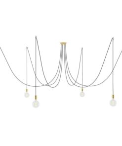 Závesné svietidlo pavúk so 6 päticami v mosádznej farbe