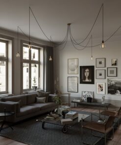 Alternative view of Závesné svietidlo pavúk so 6 päticami v mosádznej farbe