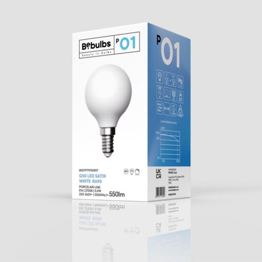 LED žiarovka s porcelánovým efektom E14, CRI95, G50, 5.9W, 2700K, Stmievateľná | BeBulbs - Image 3