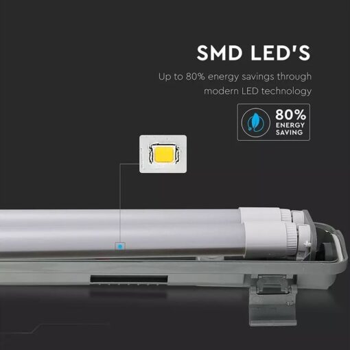 Lineárne LED trubicové svietidlo IP65, 44W, 4000K, 4000lm, 150cm - Image 4