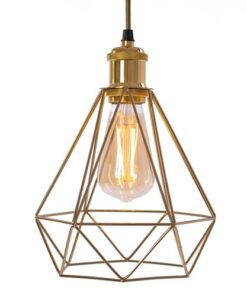 Historické závesné svietidlo s klietkou v zlatej farbe