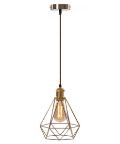 Alternative view of Historické závesné svietidlo s klietkou v zlatej farbe