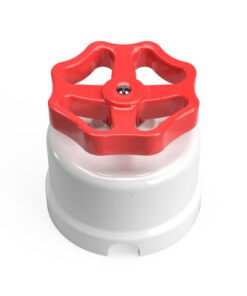 Vypínač/prepínač pre povrchovú montáž z bieleho porcelánu s červeným gombíkom
