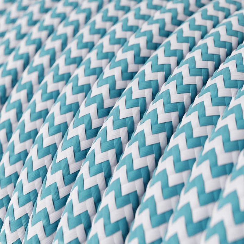 Kábel do exteriéru dvojžilový v podobe textilnej šnúry so vzorom Turquoise:White, 2 x 1mm, 1 meter.