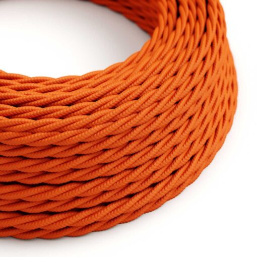 Kábel trojžilový skrútený v podobe textilnej šnúry v pomarančovej farbe, umelý hodváb, 3 x 0.75mm, 1 meter