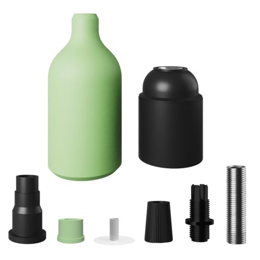 Silikónová objímka E27 so skrytou káblovou svorkou v zelenej farbe - Image 2