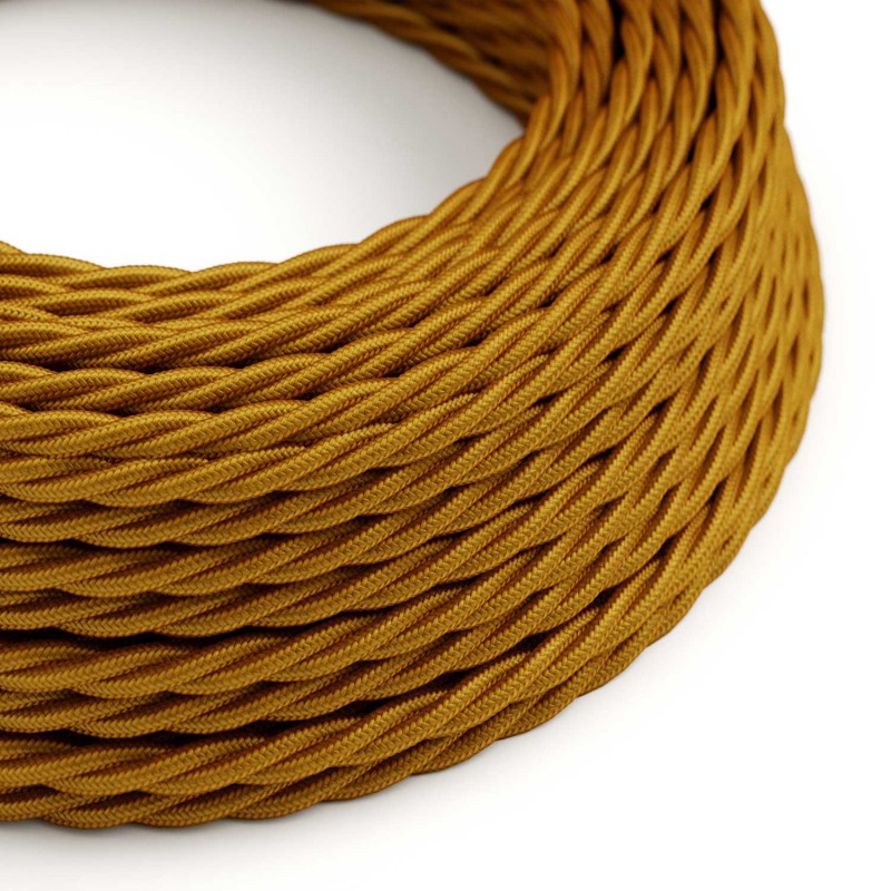Kábel dvojžilový skrútený v podobe textilnej šnúry v zlatej farbe, umelý hodváb, 2 x 0.75mm, 1 meter – Obrázok 3