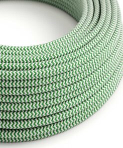 Kábel dvojžilový v podobe textilnej šnúry so vzorom White/Green, umelý hodváb, 2 x 0.75mm, 1 meter
