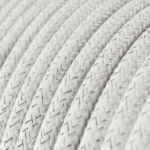 Textilný kábel s trblietavým povrchom, Umelý hodváb, Biela farba, 3 x 0.75mm, 1 meter - Image 2