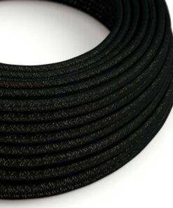 Kábel s trblietavým povrchom, Umelý hodváb, Čierna farba, 2 x 0.75mm, 1 meter