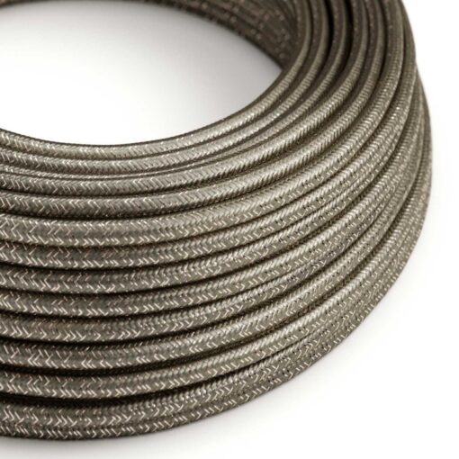 Kábel s trblietavým povrchom, Umelý hodváb, Šedá farba, 2 x 0.75mm, 1 meter
