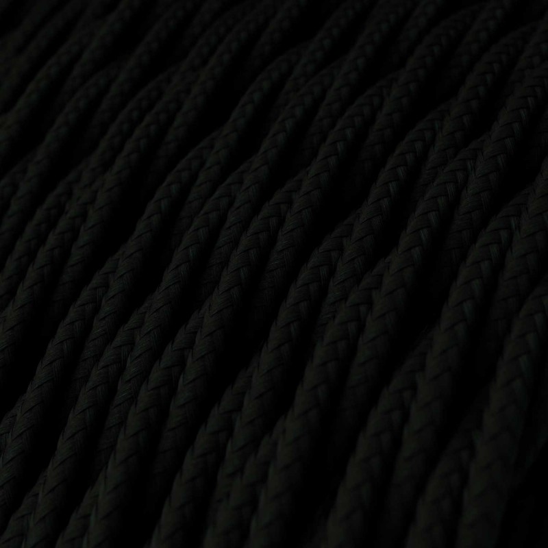 Kábel trojžilový skrútený v podobe textilnej šnúry v čiernej farbe, umelý hodváb, 3 x 0.75mm, 1 meter – Obrázok 2
